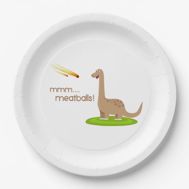 Dinosaur Meteor Meatballs Pappteller (Vorderseite)