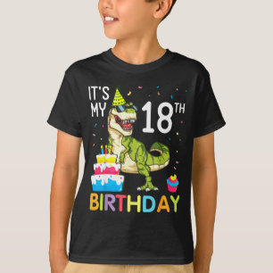 Dinosaur mit Kuchen 18. Geburtstag frohe 18 Jahre T-Shirt