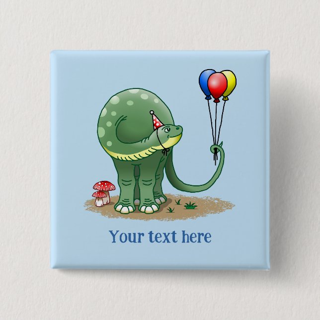 Dinosaur mit Partyhut Button (Vorderseite)
