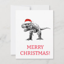 DINOSAUR MIT WEIHNACHTSMANNMÜTZE CHRISTMAS CARD