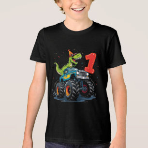 Dinosaur Monster Truck Geburtstags-Shirt für Junge Tri-Blend Shirt