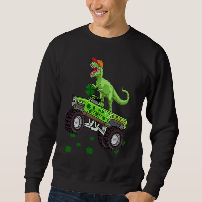 Dinosaur Monster Truck Trex St Patricks Day Boys K Sweatshirt (Vorderseite)