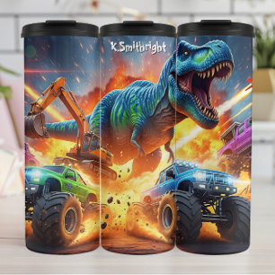 Dinosaur-Monstertruck-Baustellenchaos Thermosbecher