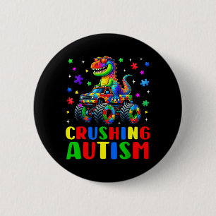 Dinosaur-Monstertruck für Autismus-Bewusstsein Button