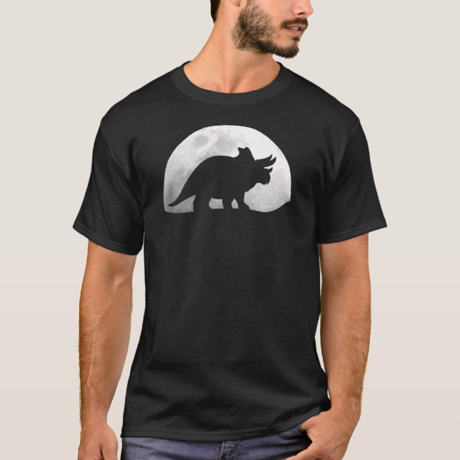 Dinosaur Moon Triceratops Dino Paleontology T-Shirt (Vorderseite)