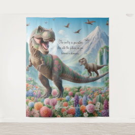 Dinosaur Mountain Blume Personalisiert Tapestry Wandteppich