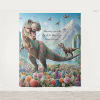 Dinosaur Mountain Blume Personalisiert Tapestry Wandteppich
