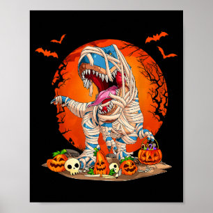 Dinosaur-Mumie T Rex Kürbis Skelett Kinder Jungen  Poster