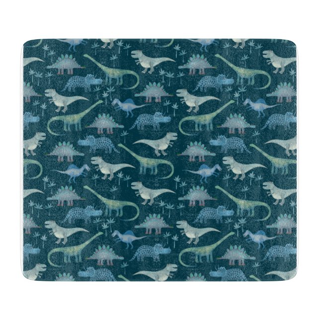 Dinosaur Muster Aquamarin Green Schneidebrett (Vorderseite)