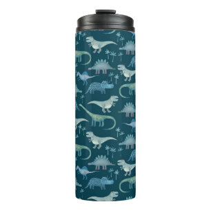 Dinosaur Muster Aquamarin Green Thermosbecher