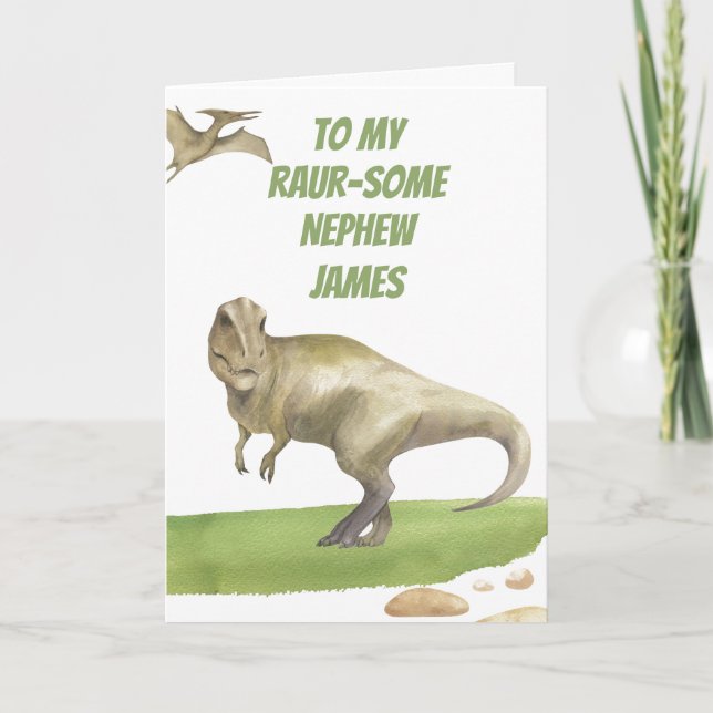 Dinosaur Neffe Geburtstagskarte Karte (Vorderseite)