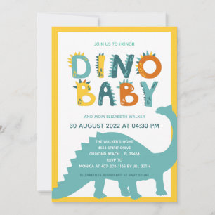 Dinosaur Newborn Baby Boy Dusche  Einladung