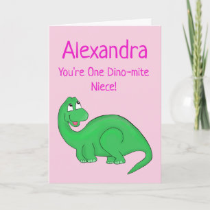 Dinosaur Niece Pink Niedliche Geburtstag Karte