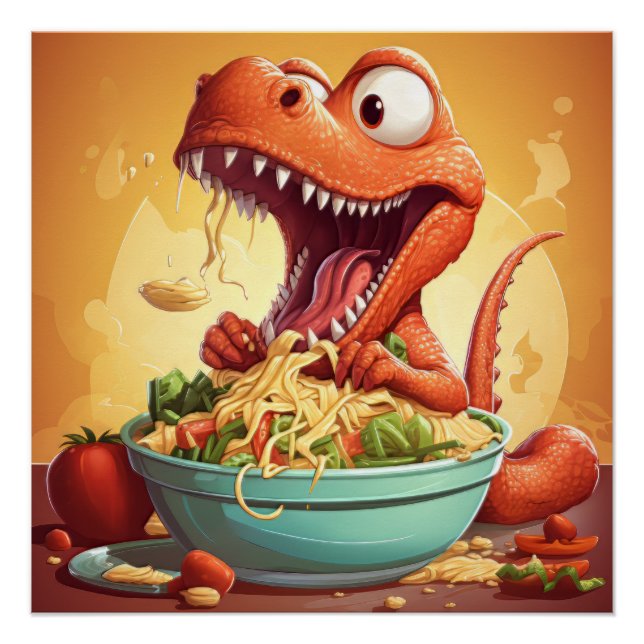 Dinosaur Noodles Illustration Poster (Vorderseite)