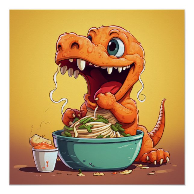 Dinosaur Noodles Illustration Poster (Vorderseite)