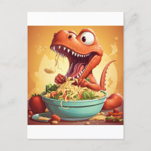 Dinosaur Noodles Illustration Postkarte