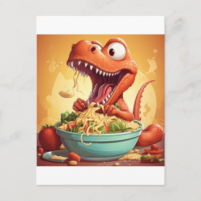 Dinosaur Noodles Illustration Postkarte (Vorderseite)