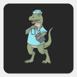 Dinosaur Nurse T-Rex RN Nurse Abschluss Nurse Quadratischer Aufkleber