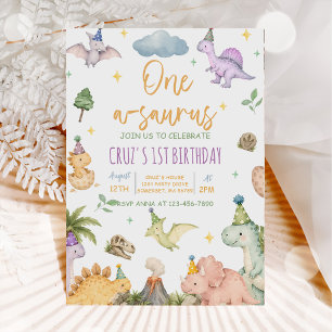 Dinosaur One-A-Saurus 1. Geburtstag Einladung