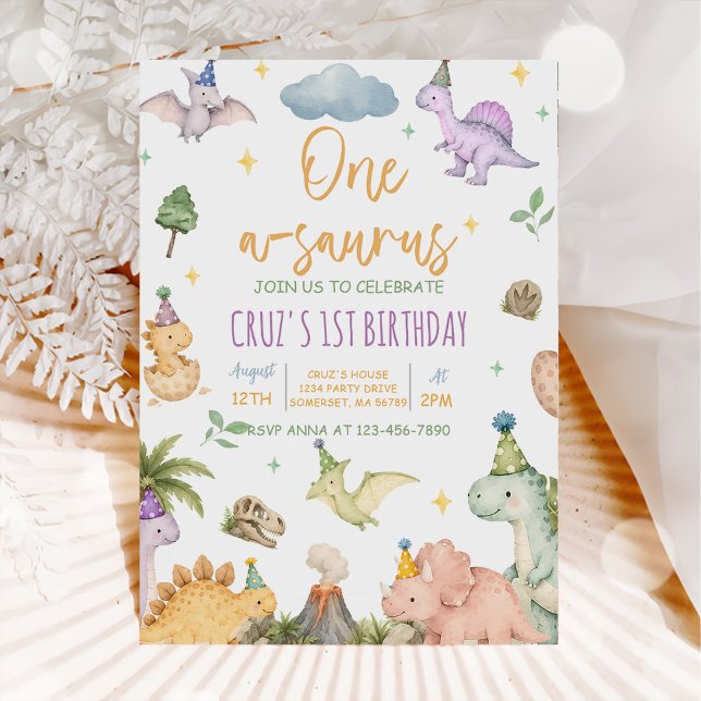 Dinosaur One-A-Saurus 1. Geburtstag Einladung (Von Creator hochgeladen)