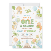Dinosaur One-A-Saurus 1. Geburtstag Party Einladun