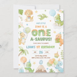 Dinosaur One-A-Saurus 1. Geburtstag Party Einladun Einladung