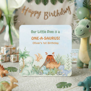 Dinosaur One-A-Saurus 1. Geburtstag Rechteckiger Pappuntersetzer