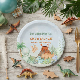 Dinosaur One-A-Saurus 1st Birthday Pappteller