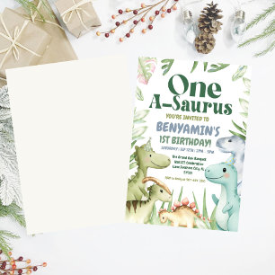 Dinosaur One-A-Saurus Boy 1. Geburtstag Party Invi Einladung