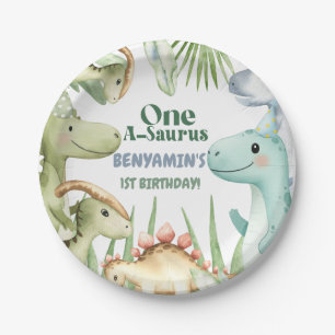 Dinosaur One-A-Saurus Boy 1. Geburtstag Party Invi Pappteller