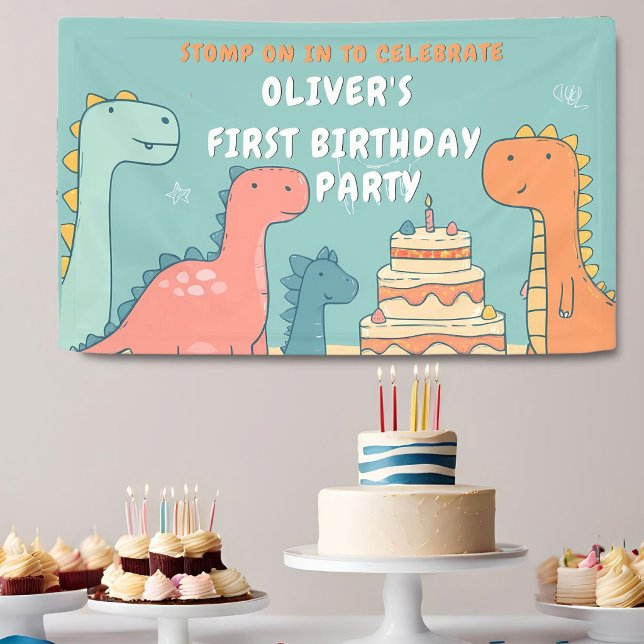 Dinosaur One-A-Saurus Boy 1st Birthday Party  Banner (Von Creator hochgeladen)