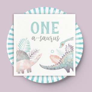Dinosaur One-A-Saurus First Birthday Baby Serviette