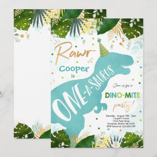 Dinosaur One-A-Saurus Party Dinosaur 1. Geburtstag Einladung