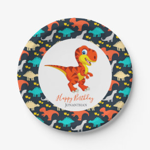 Dinosaur Orange T Rex Party Pappteller