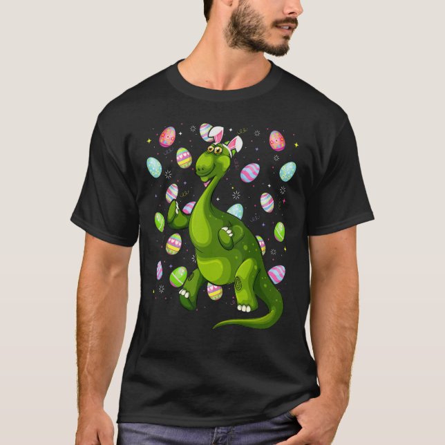 Dinosaur Ostereig Funny Brontosaurus Ostersau T-Shirt (Vorderseite)