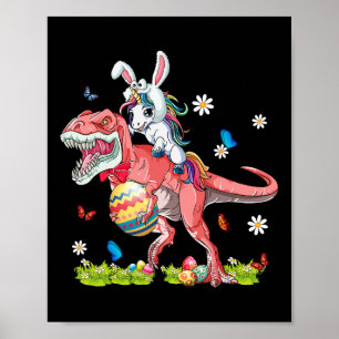 Dinosaur Ostertag Einhorn Reitender T-Rex Hase Cos Poster