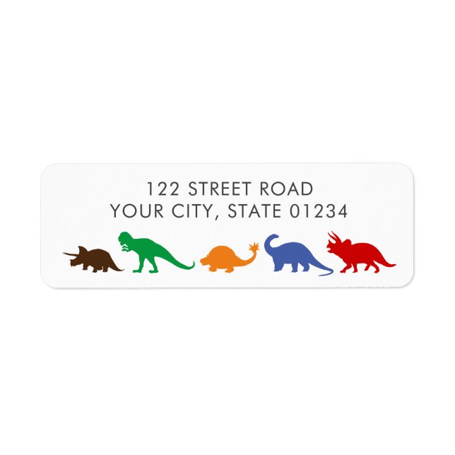Dinosaur Parade Bright Colors Custom Address (Vorne)