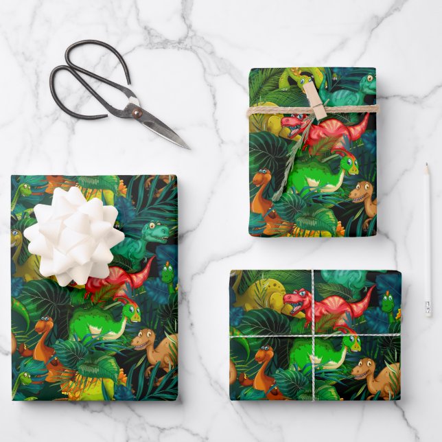 Dinosaur Park Geschenkpapier Set (Vorderseite)