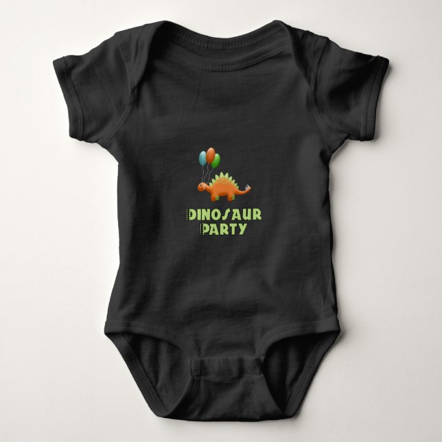 Dinosaur Party Balloons Art Baby Strampler (Vorderseite)