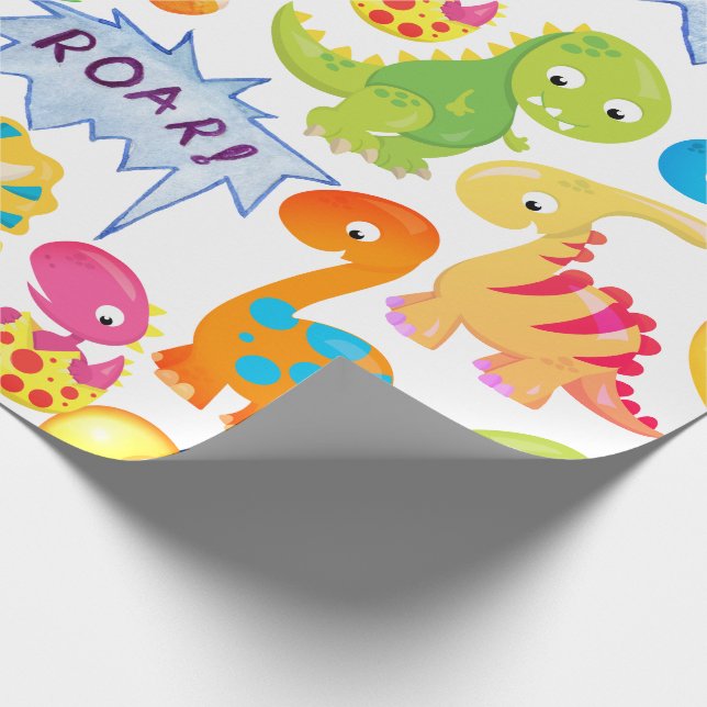 Dinosaur Party Balloons individuell einstellbarer  Geschenkpapier (Ecke)