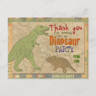 Dinosaur Party Danke, Postcard Postkarte