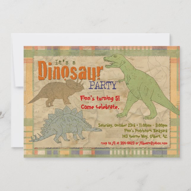 Dinosaur-Party Einladung - Personalisiert (Vorderseite)