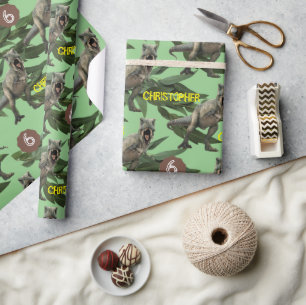 Dinosaur Party Kindergeburtstag Trex Geschenkpapier