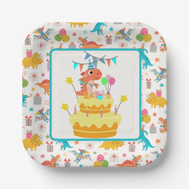 Dinosaur-Party Pappteller (Vorderseite)