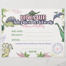 Dinosaur Party Theme, Dino Adoption Certificate