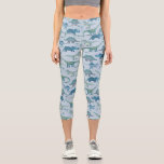 Dinosaur Pattern Blue Capri Leggings<br><div class="desc">Niedliche whimsical Dinosaurier auf einem halbblauen Hintergrund. Originelle Kunst von Nic Squirrell.</div>