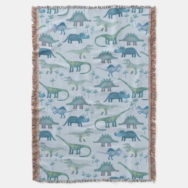 Dinosaur Pattern Blue Decke (Vorderseite Vertikal)