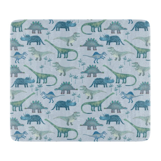 Dinosaur Pattern Blue Schneidebrett (Vorderseite)