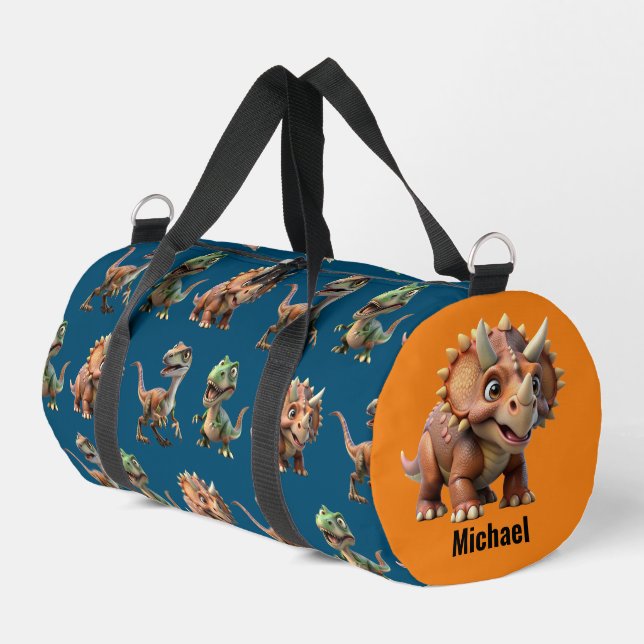 Dinosaur Pattern Individuelle Name Duffle Bag (Linke Seite)