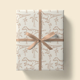 Dinosaur Pattern Modern Boy Dino Jungle Beige Geschenkpapier